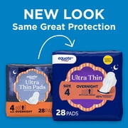 Equate Ultra Thin Pads with Flexi-Wings, Overnight Absorbency, Size 4, 28 Count