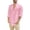 A-Pink435, variant on XIAONU Mens Linen Band Collar Shirt Rolled Up Sleeves Button Down Top Breathable Casual Vacation Shirts