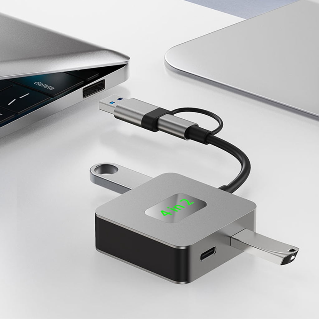 USB C Hubs Type C to 2 USB3.0 + 2 Type C Port Adapter for Laptop Desktop Phone