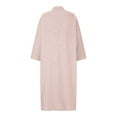 thumbnail image 5 of Cotton Linen Button Up Shirt Dress Womens Oversize Striped Long Sleeve Maxi Cover Up Dresses with Side Slits (Small, Pink), 5 of 6