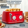 thumbnail image 3 of Plum Chef 4 Slice Toaster, Retro Stainless Steel with Bagel Defrost Cancel Function, 6 Browning Settings, Dual Control Toaster with Extre Wide Slot & Removable Crumb Tray, Red, 1650W, 3 of 7