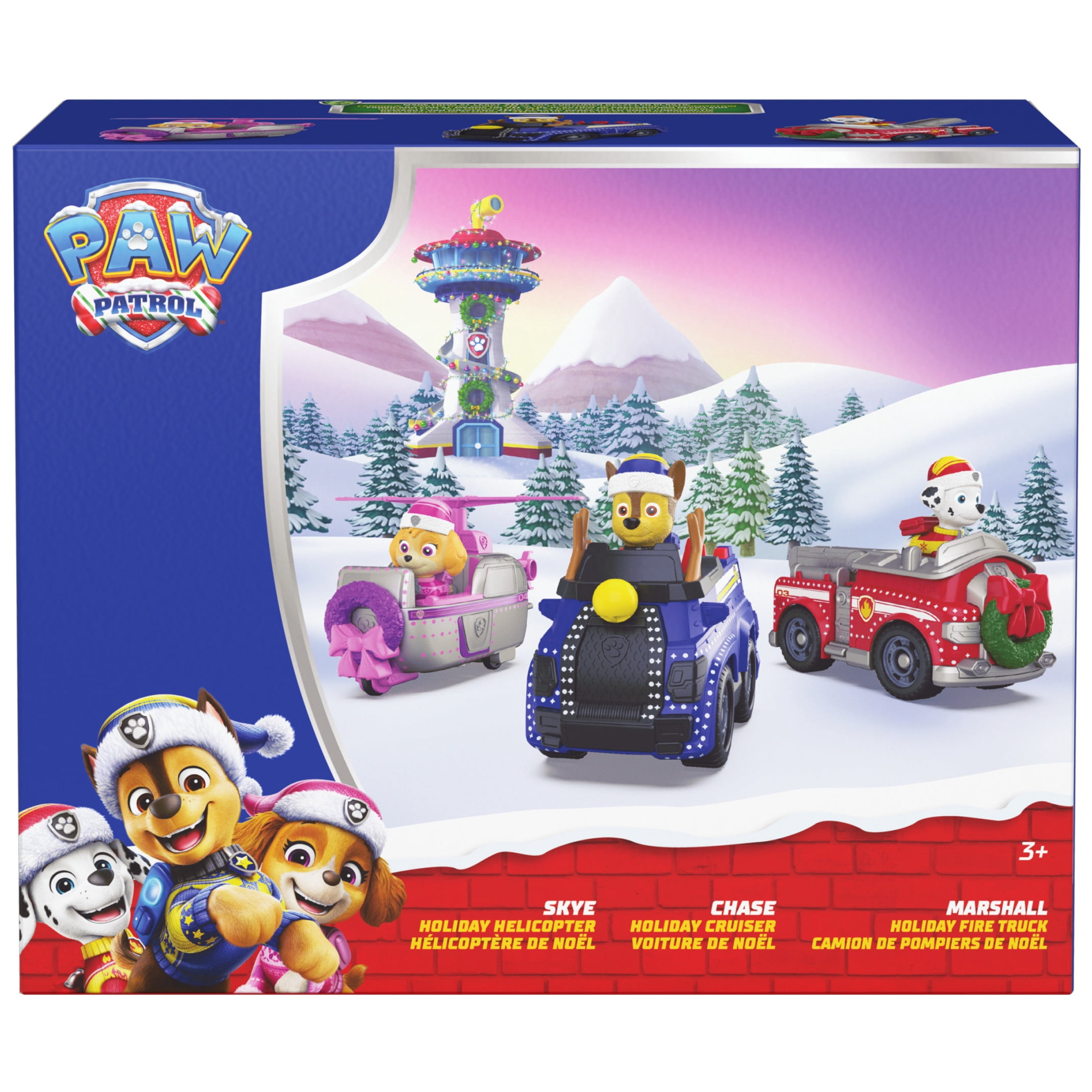 PAW Patrol Holiday Vehicle Bundle - Chase, Marshall, Skye & 3 Holiday-themed Vehicles, for Kids 3+
