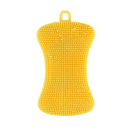

Vocy Crevice Cleaning Brush for Household Use 1Pcs Silicone Dish Washing Sponge Scrubber Kitchen Cleaning Tool Yellow