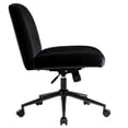 thumbnail image 3 of IWMH Ergonomic Armless Task Office Chair with Wheels, Cross Legged Wide Seat Desk Chair, Black Velvet Upholstered Swivel Vanity Chair, for All Ages, 3 of 12