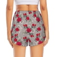 thumbnail image 4 of Uemuo Rose Flowers Pattern Women's Athletic Shorts High Waisted Running Shorts with Liner Pockets Gym Elastic Workout Shorts-Large, 4 of 9