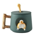 thumbnail image 1 of Taza de café de cerámica, taza con patrón de animales Shiba Inu 3D, interesante mango de diseño de madera y cuchara a juego, muy adecuada para regalos-420ml., 1 of 5