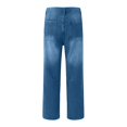 thumbnail image 4 of HSMQHJWE Bootcut Jeans for Women Stretchy Mid Rise Double Button Wash Solid 90s Straight Leg Jeans, 4 of 5