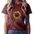thumbnail image 2 of vigerkar Women's Sunflower Graphic T-Shirts Boho Wildflowers Tee Tops Summer Vintage Short Sleeve Casual Holiday Tops (Wine, 3XL), 2 of 5