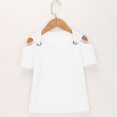 thumbnail image 4 of Mercatoo Girls Cold Shoulder T-Shirt Hollow Out Eyelet Tunic Blouse Tween Girls Trendy Going Out Blouses Cute T-Shirt Summer Tops, 4 of 8