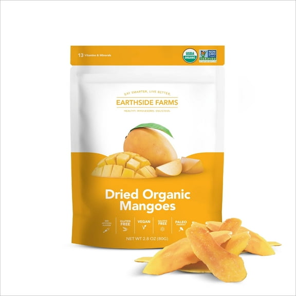 Earthside Farms Dried Organic Mangoes, Dried Fruit 2.8 oz, 6 Pack