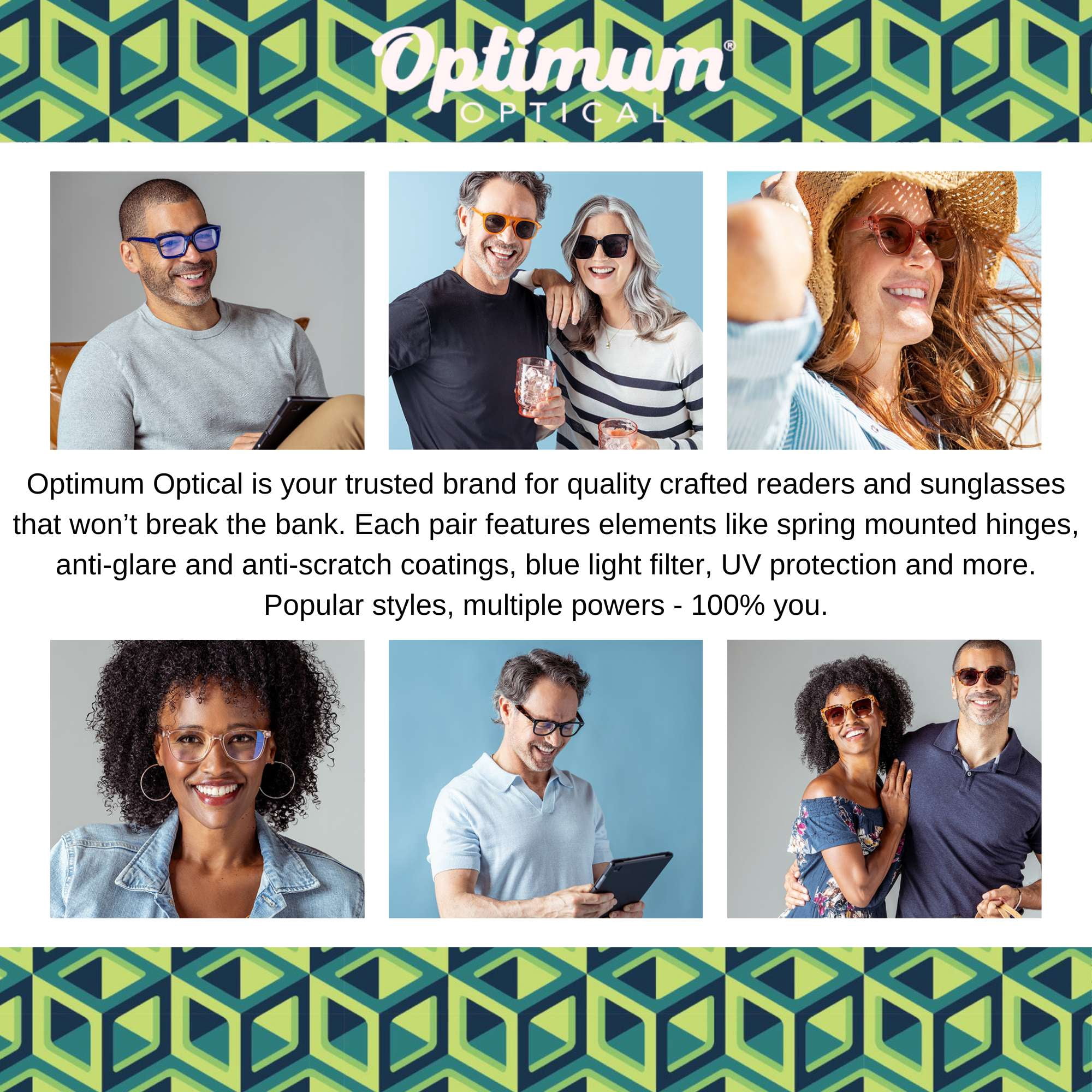 Optimum Optical Signature Blue Light Filtering Readers - Look Sharp, +1.5