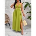 thumbnail image 3 of Crisscross Tie Backless Halter Swing Maxi Dress for Women, 3 of 10