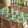 thumbnail image 3 of Bohemia Table Cloths for 5 Foot Rectangle Tables, Vintage Country Farmhouse Boho Style Light Green Patio Waterproof Elastic Fitted Tablecloths, Washable Rectangular Table Cover for Camping, 3 of 8