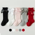 thumbnail image 6 of Virmaxy Solid Color Bowknot Mid Calf Socks Soft Breathable Cotton Ruffle Edge Princess Style Socks for Casual and Special Occasions, 6 of 6