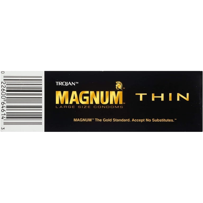 TROJAN MAGNUM Thin Lubricated Premium Latex Condoms Large Size 12 Each  (Pack of 3)
