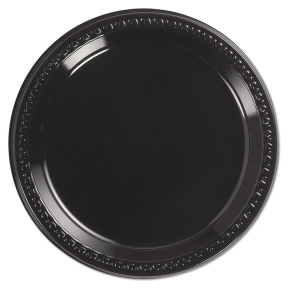 Huhtamaki HUH 81409 Chinet Heavyweight Plastic Plates, 9.00" Diamter, Black