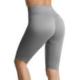 thumbnail image 4 of Yoga Leggings for Women Knee Length Ribbed Compression Trackshorts Workout Joggers Bikers Shorts High Waisted (Large, Gray), 4 of 7