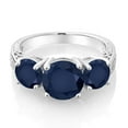 thumbnail image 2 of Gem Stone King 925 Sterling Silver Blue Sapphire Engagement Ring for Women | 4.66 Cttw | Round 8MM | Gemstone September Birthstone | Size 7, 2 of 4