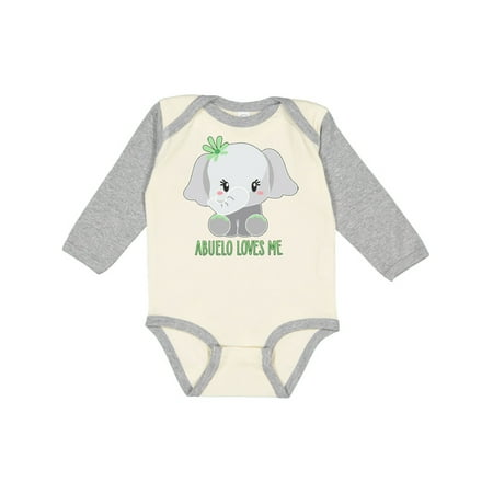

Inktastic Abuelo Loves Me- cute elephant Gift Baby Boy or Baby Girl Long Sleeve Bodysuit