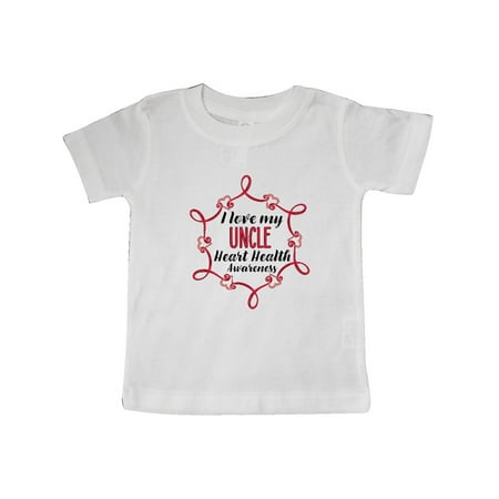 

Inktastic I Love My Uncle Heart Health Awareness Gift Baby Boy or Baby Girl T-Shirt