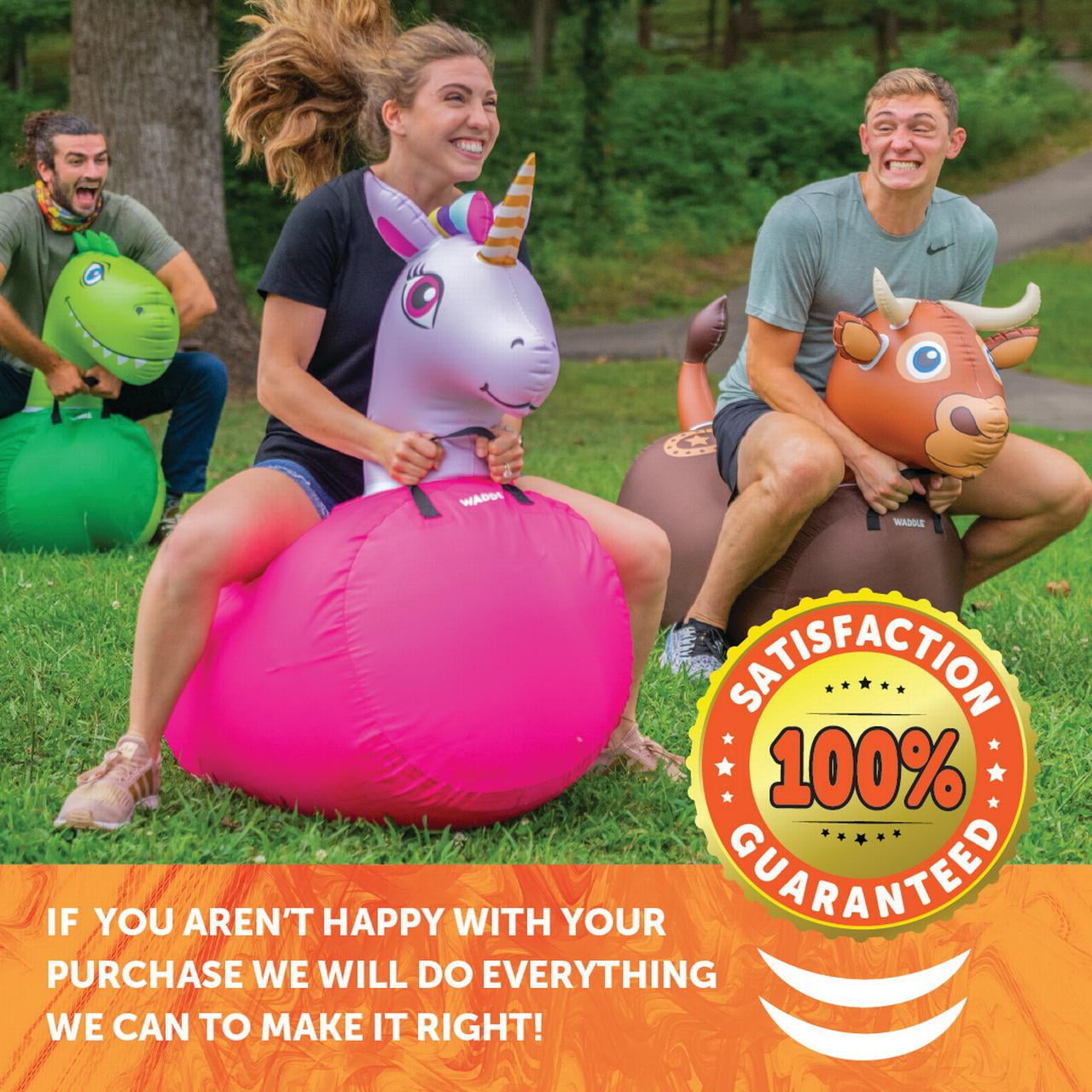 Waddle Large Brown Bull Hip Hopper Inflatable Hopping Animal Bouncer , 250lbs , Ages 5+