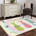 thumbnail image 4 of Easter Bunny Area Rug 4'x6', Easter Eggs Spring Watercolor Bows Flower Washable Non-Slip Rugs, Low Pile Large Carpet for Living Room Bedroom Dining Room Kitchen Office Indoor Mat, 4 of 9