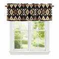 thumbnail image 2 of Brown Geometric Window Valance for Kitchen, Vintage National Style Rod Pocket Short Curtain for Small Windows, Light Filtering Decorative Valance, 60 x 18 Inch, 1 Panel, 2 of 9