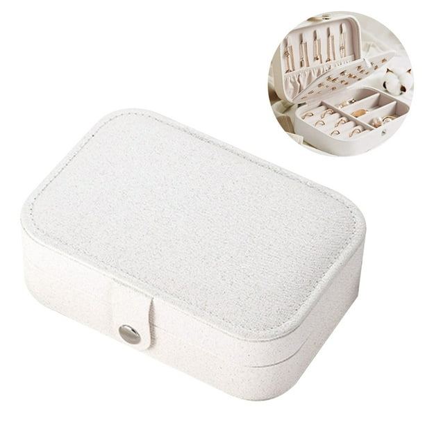 Joyero - Joyero de viaje portátil, pequeño organizador de joyas de dos capas, estuche de almacenamiento de joyas de cuero sintético para anillo, collar, arete Adepaton 2035264-2