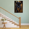 thumbnail image 3 of Mudket Golden Backlight Black Panther Forest Canvas Wall Art, Realistic Safari Wildlife Cool Posters Print for Man Cave Office Living Room Home Decor, Framed Ready to Hang - 12"L x 8"W, 3 of 9