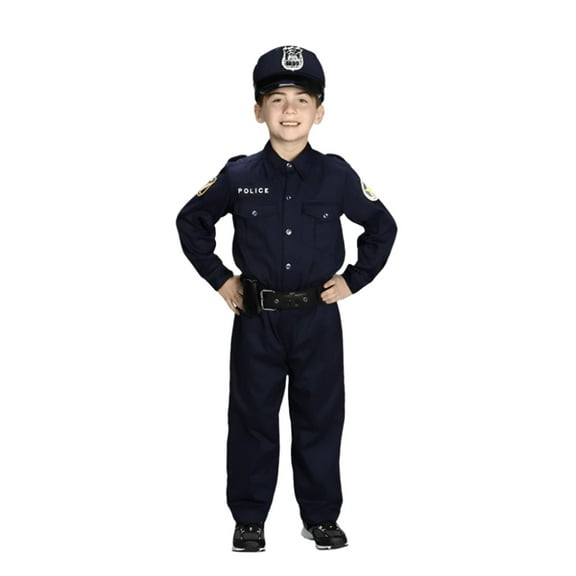Aeromax Jr. Police Officer Suit Halloween Fancy-Dress Costume with Cap including Belt for Child, Little Boys M