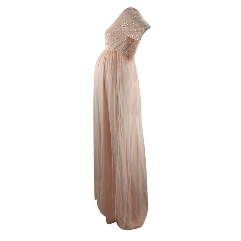 pink gold maternity dress Pink Stripe Halter Maternity Dress S main image 0