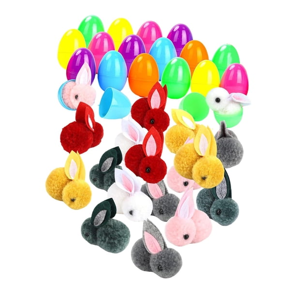 Huevos de Pascua rellenables con conejitos de Pascua Rellenos para cestas de Pascua Adornos decorativos divertidos Juguetes de peluche para rellenar 18 huevos de conejo