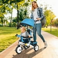thumbnail image 2 of Qaba 6 in 1 Toddler Tricycle Stroller with Basket, Canopy, Blue, 2 of 8