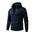 thumbnail image 4 of Men's Sweatshirts Sevevn Mens Sweatshirts Lace Up Hooded Pullover Long Sleeve Cargo Workout Outdoor Hoodies with Pocket, 4 of 6