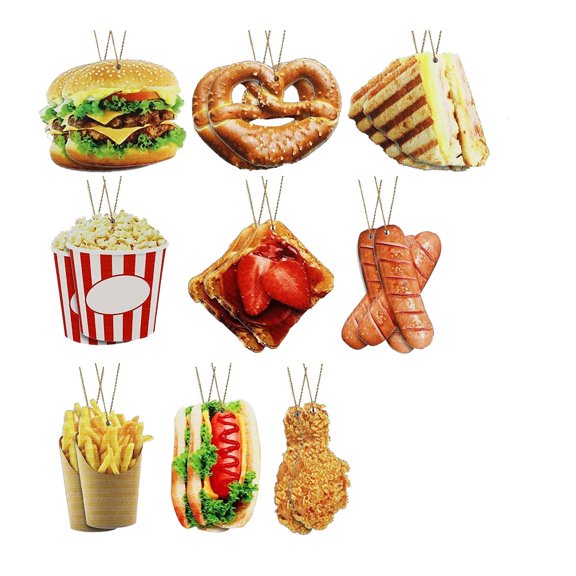 2D Hamburger Christmas Wooden Ornament Acrylic Commemorative Hanging Decor, for Christmas Tree, Patriotic Holidays, and Collectors Gift 18pcs