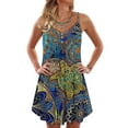 thumbnail image 1 of LUXUR Robe Nuisette pour Femmes Sans Manches Courte Mini Robes Col en V Été Plage Robe d'Été Caftan Bretelles Spaghetti Géométrique m, 1 of 2
