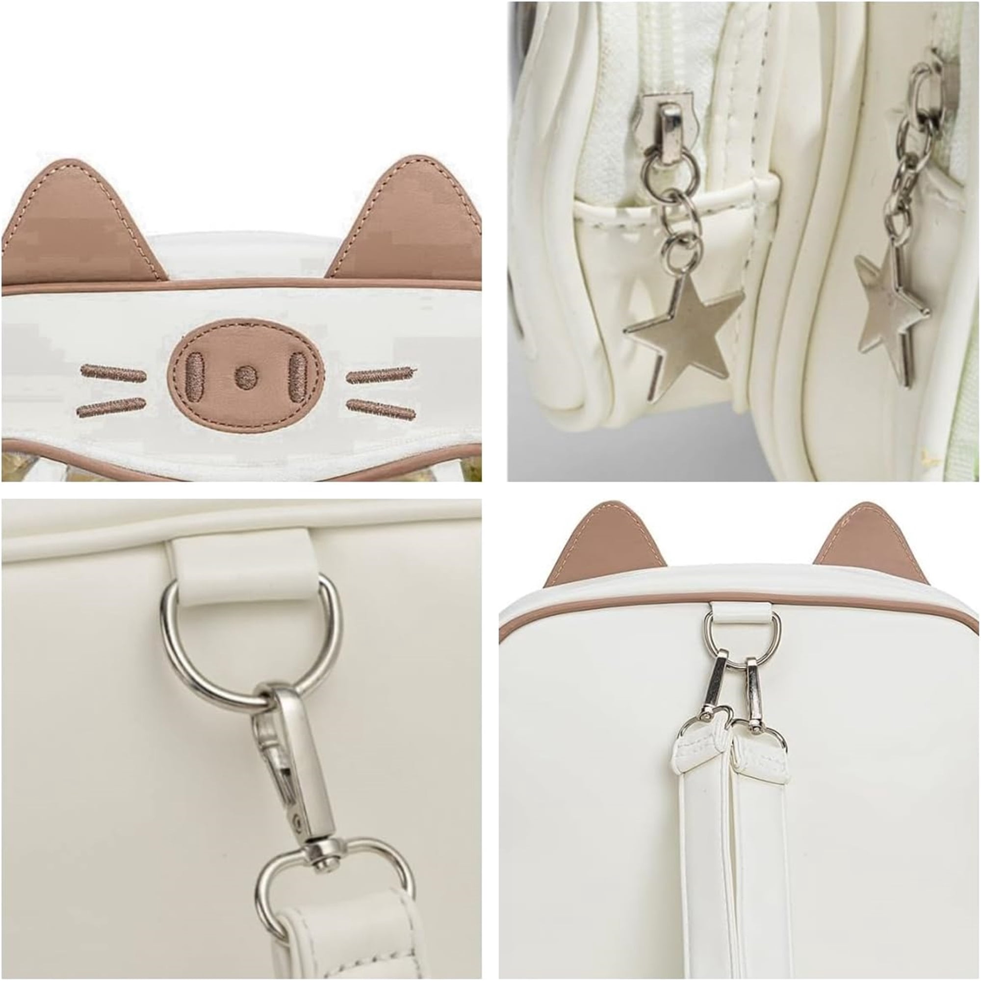 SQDWYGUO Kawaii Ita Bag Backpack with Insert Cute Cat Crossbody Shoulder Bag Big Capacity Japanese Pin Display Bag,White,outdoor