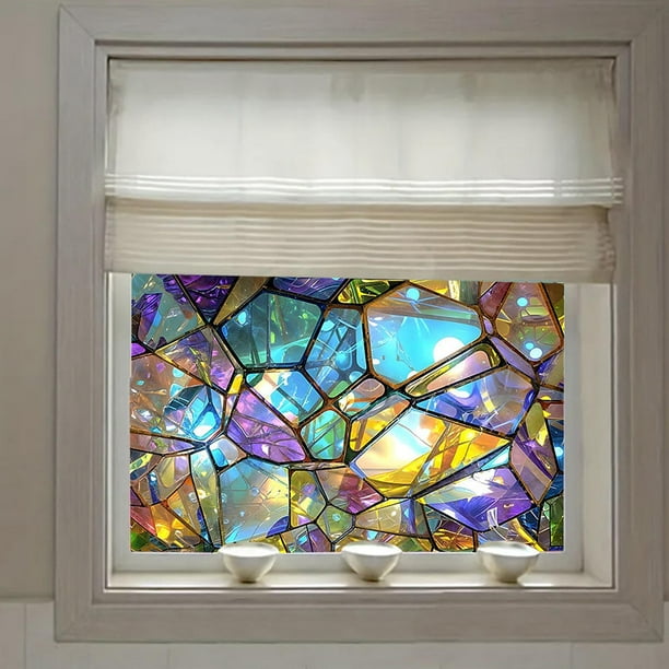 Calcomanía decorativa para ventana de arcoíris, decoración del hogar, diseño de escena, pegatina colorida para ventana, escaparate de comedor, cocina