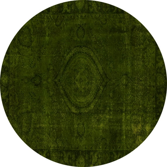 Ahgly Company Machine Washable Indoor Round Persian Yellow Bohemian Area Rugs, 5' Round