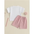 thumbnail image 5 of Baby Toddler Girls Shorts Clothing Set, 0 6 12 18 24 Months 2T 3T Short Sleeve Embroidery Car T-shirt with Plaid Shorts Summer 2-piece Outfit, 5 of 9