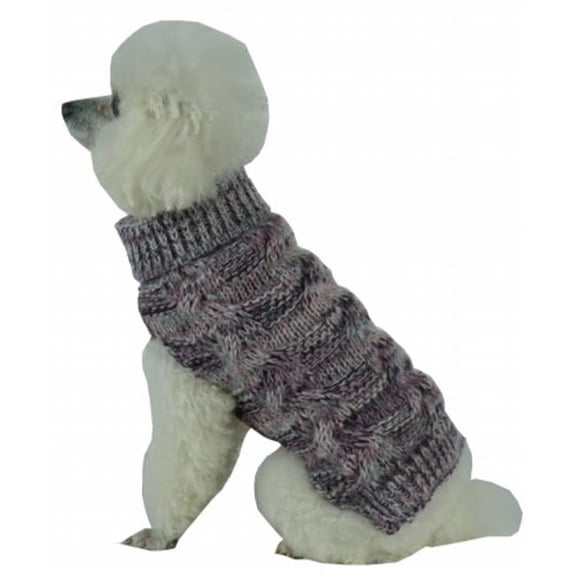 Royal Bark Heavy Cable Knitted Designer Fashion Dog Sweater, Small