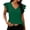Green, variant on Women's V-Neck Ruffle Flutter Sleeve Blouse, Casual Short Sleeve Tunic Top for Work & Daily Wear (Green, Size M)
