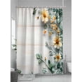thumbnail image 5 of Shower Curtain Flowers Leaf Shower Curtains for Bathroom, Waterproof Polyester Shower Curtain Set with Hooks, Extra Long 72" x 78" Yellow Flowers Wood, 5 of 6
