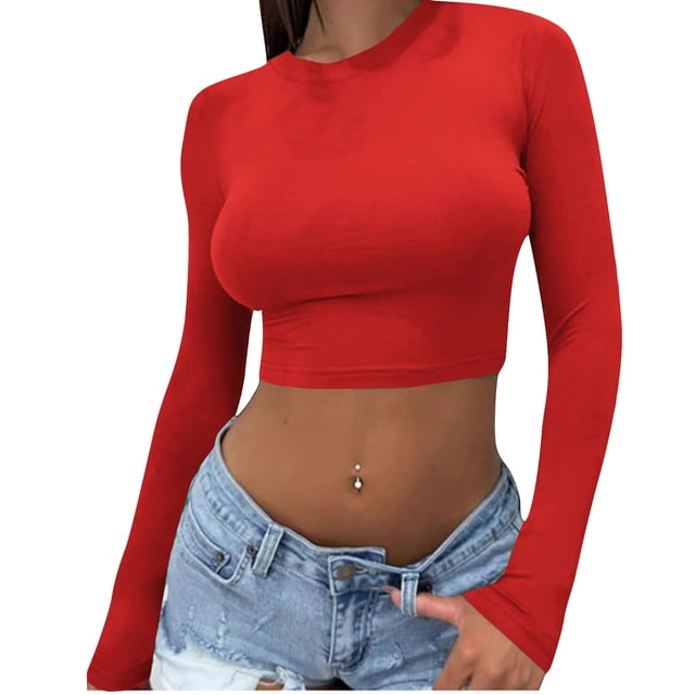 Chemise Décontractée Ajustée à Manches Longues Col en V Mode Été pour Femmes, Col Rond Confortable pour Usage Quotidien, Polyvalente et Élégante pour Printemps et Automne