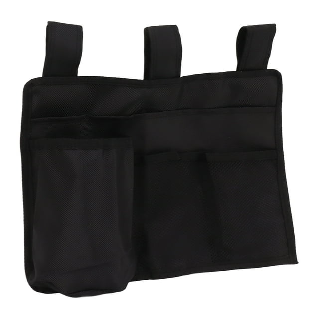Bedside Hanging Storage Bag, Adjustable Multiple Pockets Durable Bedside Organizer Storage Bag Black Compact for Bunk