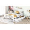thumbnail image 5 of Full Size Pine Wood Platform Bed with 2 Storage Drawers and Guardrails, White for Bedroom, 5 of 12