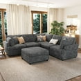 thumbnail image 4 of Harper & Bright Designs Modular Sectional Sofa, Chenille U-Shaped Couch with Ottomans, Free Combination Upholstered Sectional Sofa for Living Room, Grey, 4 of 18