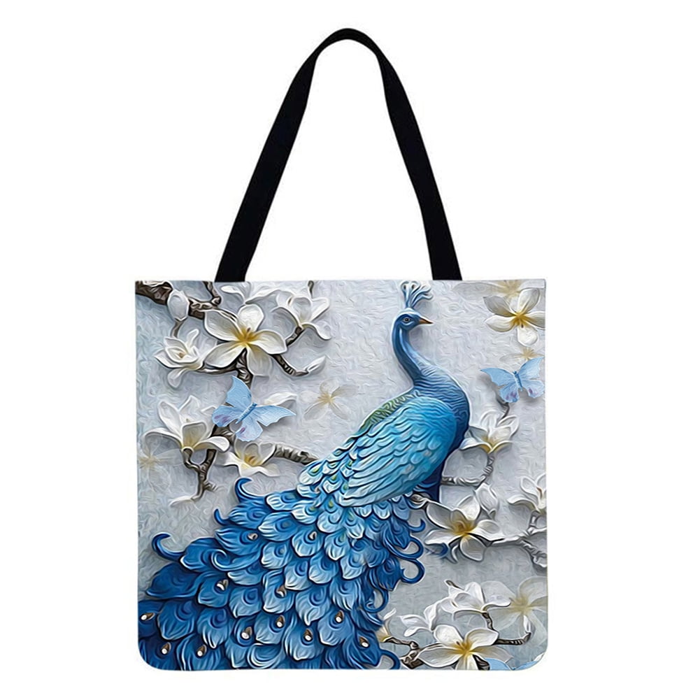 DEYYA Pretty Peacock Feathers Tote Bag Handbag Shoulder Bags PU Leather Large Shopping Bags for Women