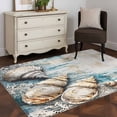 thumbnail image 3 of Abstract Shell Area Rugs 3x5 ft Blue Floral Ocean Coastal Washable Rug Non Slip Indoor Carpet Absorbent Floor Mat for Living Room Bedroom Dining Room, 3 of 9
