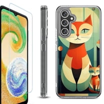 OneToughShield ® Compatible with Samsung Galaxy A15 5G, Shockproof Bumper Phone Case, with Tempered Glass Screen Protector - Cute Cats
